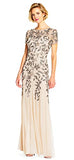 Women's Floral Beaded Godet Gown