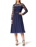 Amazon Brand - TRUTH & FABLE Women's Midi Lace A-Line Dress