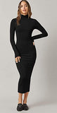 Women's Sexy Turtleneck Long Sleeve Elegant Bodycon Party Long Dress