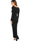 Women's Long Sleeve Square Neck Bodycon Maxi Long Dress