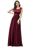 Ever-Pretty Women's Classic Round Neck Lace Bust Sleeveless Empire Waist Elegant A Line Floor Length Chiffon Formal Evening Dresses 00646