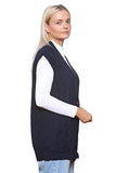 Women's Moss Knitted Waistcoat Pockets Sleeveless Buttons Cardigan Plus Size | Women's Cardigan