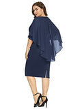 Women's Chiffon Poncho Slit Sleeve Plus Pencil Overlay Mini Dresses | Women's Work Dresses