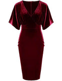 GownTown 1950s Style Butterfly Sleeve Velvet Pencil Dress