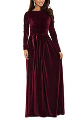 Women s Elegant Velvet Long Sleeve Maxi Dress Winter Party Long Dress Original Brand