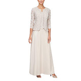 Women's Long Mock Jacket Dress With Satin Skirt-closeout | Women's Evening Gowns