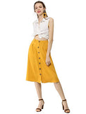 Women's Button Front Casual High Belted Midi Flare Skirt | Original Brand