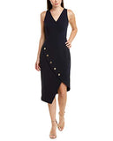 Women's Slvls V Nk Wrap W/Bttn Asym Hem Casual Night Out Dress