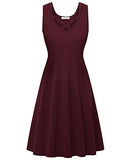 Moyabo Womens V Neck Tank Dresses Criss Cross Sleeveless A-line Cocktail Party Midi Dress with Pockets