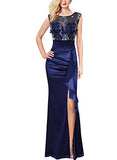 Womens Ruched Ruffle High Slit Formal Evening Prom Wedding Party Maxi Dress | Women's Maxi Dresses