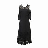 Womens Plus Size Lace Splicing Dress Ruffle Cold Shoulder Long Evening Party Maxi Dress | Original Brand