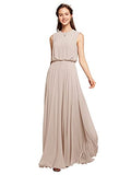 ALICEPUB Jewel Chiffon Bridesmaid Dress Long Prom Evening Formal Gown Sleeveless