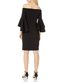 Women's Off The Shoulder Solid Bell Sleeve Sheath Dress