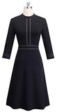 HOMEYEE Women's Chic Crew Neck 3/4 Sleeve Party Homecoming Aline Dress A135