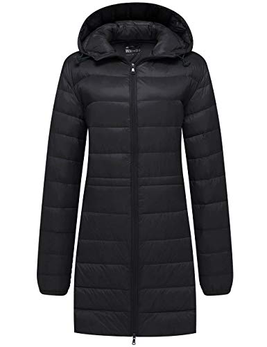 Hooded long packable down puffer coat best sale