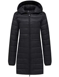 Wantdo Women's Packable Down Jacket Hooded Puffer Jacket Winter Long Coat