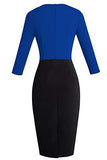 Women's 4-Mar Sleeve Colorblock Sheath Pencil Church Dress B463 | Women's Work Dresses