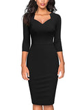 Women's Vintage V-Neck Ruffle Slim Cocktail Party Dress