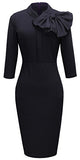Women's Vintage Bowknot 4-Mar Sleeve Party Dress B244 | Women's Work Dresses