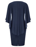 Women's Chiffon Poncho Slit Sleeve Plus Pencil Overlay Mini Dresses | Women's Work Dresses