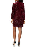 Women's Velvet Burnout Shift Dress with Voluminous Sleeves