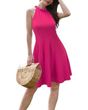 Women's Stand Collar Off Shoulder Sleeveless Cotton Casual Dress