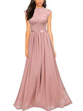 Women's Formal Sleeveless Floral Lace Bridesmaid Party Maxi Dress