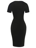 Womens V Neck Slim Ruffle Hem Work Pencil Sheath Dress Chic Party Church Bodycon Dresses OX300 | Women's Work Dresses