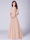 Women's Double V-Neck Floor-Length Bridesmaid Dress  - Sara Clothes