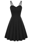 Women Fit and Flared Dress A-Line Swing Elegant Strappy Sleeveless Cocktail Dress for Wedding