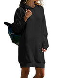Kidsform Women's Long Sleeve Hoodie Loose Casual Pockets Pullover Winter Tunic Sweatshirt Dress | Women's Casual Dresses