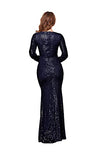 Women's Prom Dresses 2022 Sequined Mermaid Evening Dress with Long Sleeve Ball Gown V Neck Party Dresses