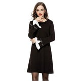 Women's Plus Size Crewneck Bow Flare Sleeve Knitted Sweater Jumper Dress