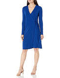 Lark & Ro Women's Signature Compact Matte Jersey Long Sleeve Wrap Dress | Women's Casual Dresses