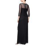 Women's Long a Line Illusion Sweetheart Neck Dress (Petite and Regular) Special Occasion