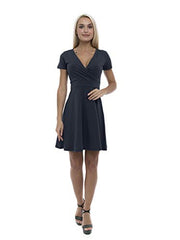 ABAKUHAUS Women's Cross Wrap A Line Summer Dress V Neck