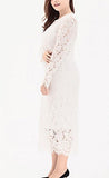 Women's Floral Lace Long Sleeve Plus Size Lace Dress Black | Women's Evening Gowns