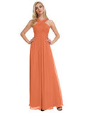 ALICEPUB Crisscross Neck Bridesmaid Dress Chiffon Long Formal Dresses for Women Party Evening,  Cantaloupe,  US4