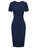 Blue Women's Casual Bodycon Tube Dress Scalloped Neck Midi Pencil Dress Wear To Work Dresses Grace Karin | Women's Work Dresses