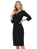 Women's Work Dress V-Neck Business Dress Slim Bodycon Pencil Dress | Women's Work Dresses