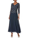 Women's 3/4 Sleeve with Scallop Beaded Pop Over Gown