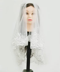 Ladies Dress Up Veil Waist Length Lace Edge Bridal Veil