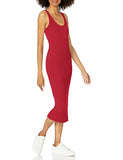 Women's Stretch Silk Rib Tank Midi Dress Casual