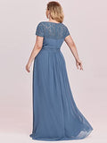 Women's Plus Size Sweetheart Neckline Lace Sleeve Ruched Bust Maxi Wedding Guest Dress - Sara Clothes