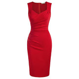 Elegant Sleeveless Vintage Pencil Dress for Women 302