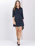 Women's Vintage Mini Long Sleeve Button Front Shirt Dress