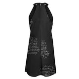 Fashion Ladies Sexy Casual Sleeveless Halter A-line Skirt Printing Dress UK Size Party Dress | Women's Work Dresses