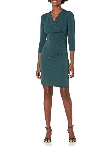 Lark Ro Women s Crepe Knit Cross Over Empire Wrap Dress Original Brand