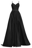 Women's Lace Prom Dresses Long Satin Slit Formal Evening Gowns with Pockets