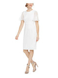 Women's Button Chiffon Flutter Sleeve Sheath Dress | Women's Work Dresses